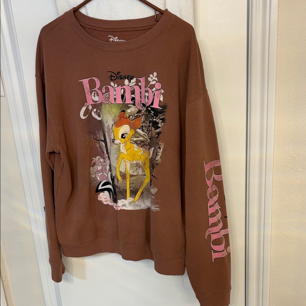 Disney Bambi Graphic Brown pullover Sweatshirt Size XL